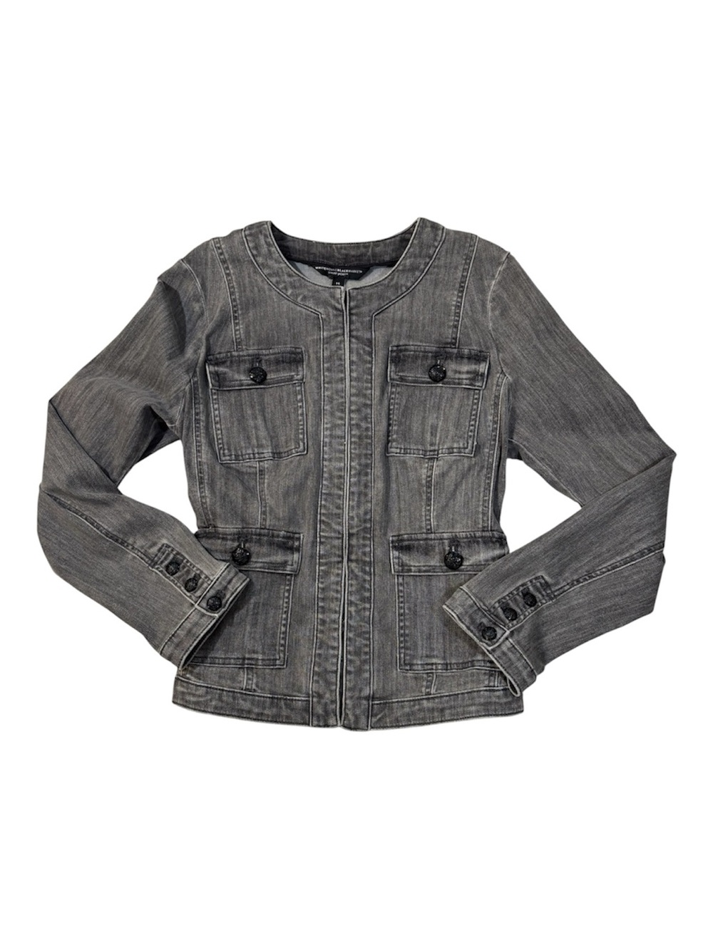 White House Black Market Jean Jacket, Gray Denim Jacket WHBM, 14, Faded Black
